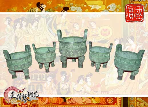 銅鼎，銅五鼎，中國鼎，佛像用鼎